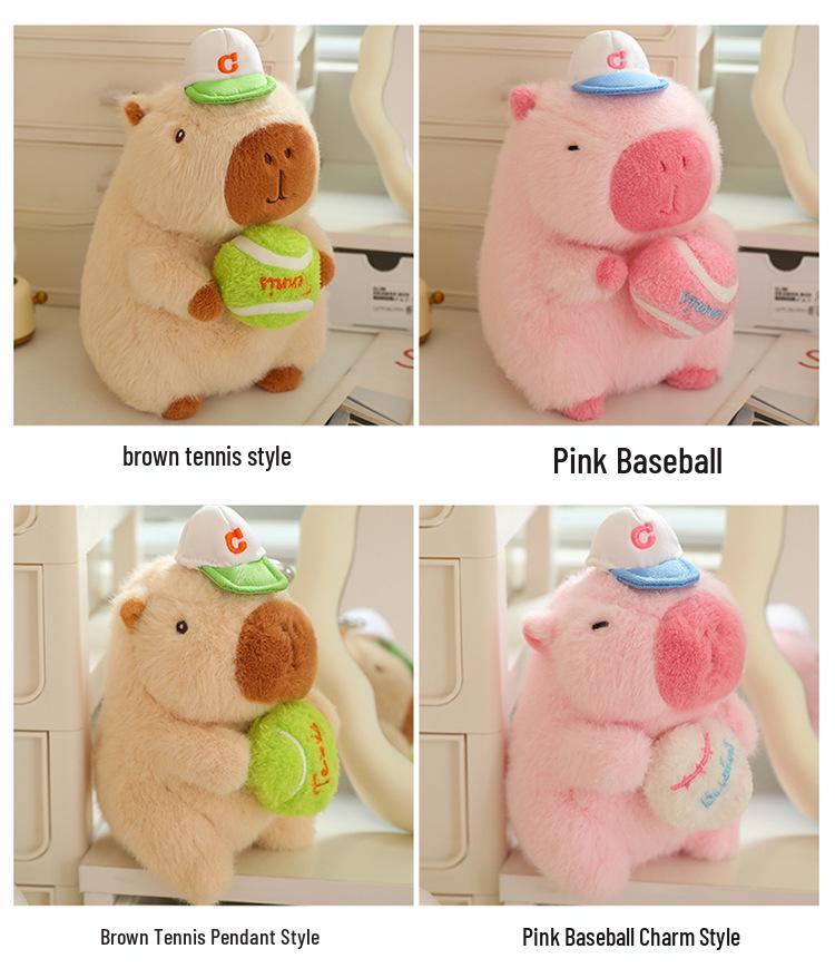 Snotty Bear Capybara Plush Toy: Cute Baseball Cap Keychain with Snap Bracelet