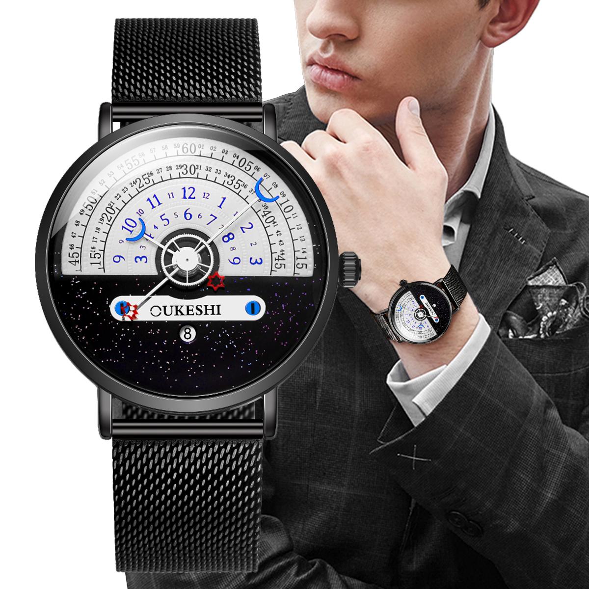 Dai Lanfu Men's Luxury Mesh Band Business Watches Fashion Calendar Quartz Wristwatches For Clock Reloj Hombre