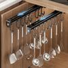 Wall Mounted Under Cabinet Utensil Rack Multi Hooks Retractable Utensil Holder  for Kitchen