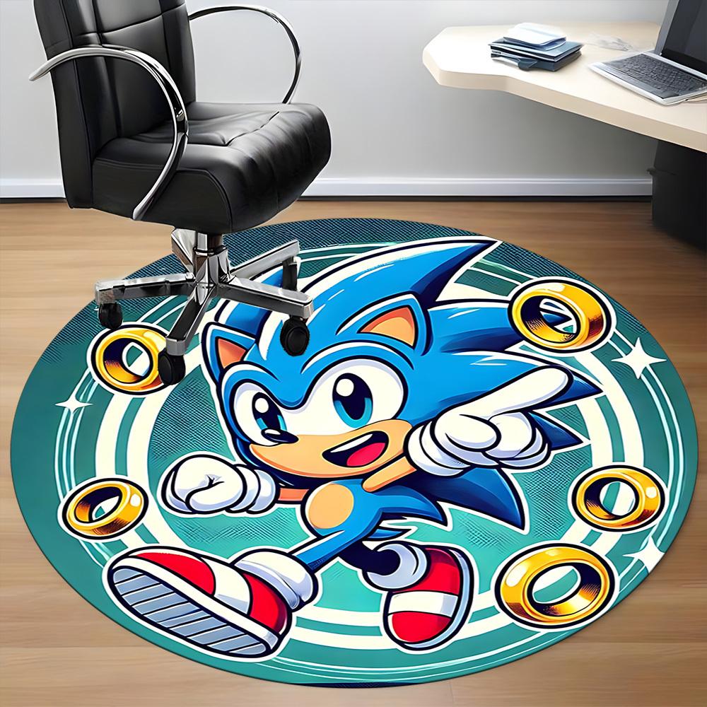 1pc Sonic Rings Office Round Area Rug, Bedroom Living Room Home Decor, Room Deco, Offic A1016138