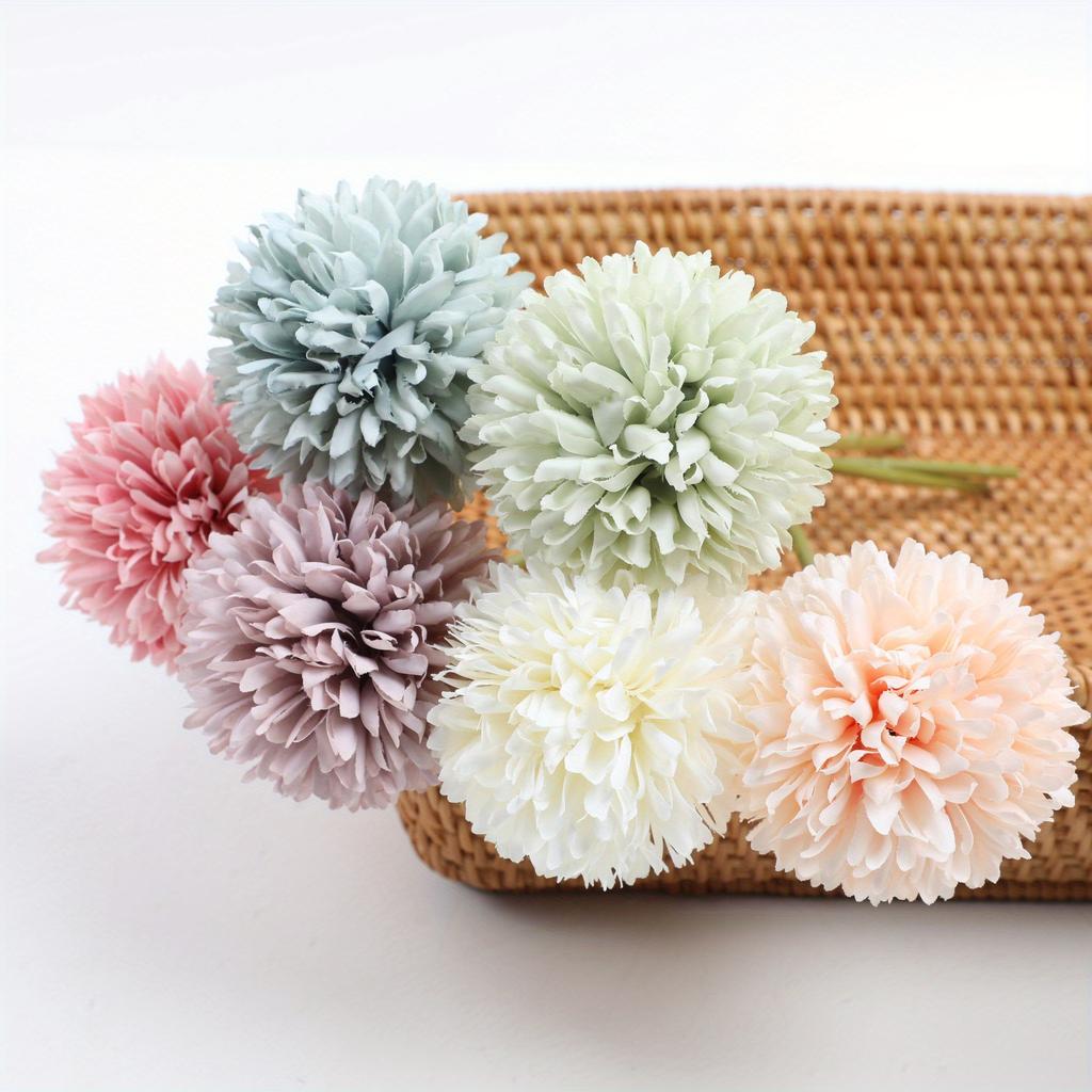 6Pcs Artificial Flowers Multi-Color Dandelions With Stems, Used for Outdoor Courtyard Festival Ceremony Decoration