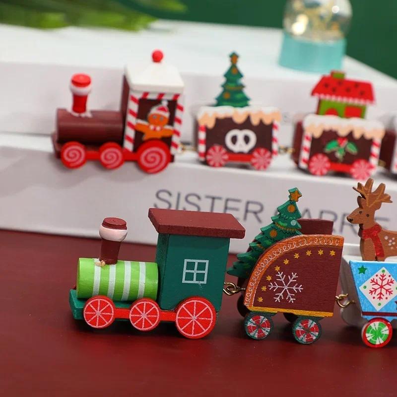 Christmas Wooden Small Train Children Kindergarten GiftTrain Desktop Decoration Ornaments Christmas Decorations Children Gifts