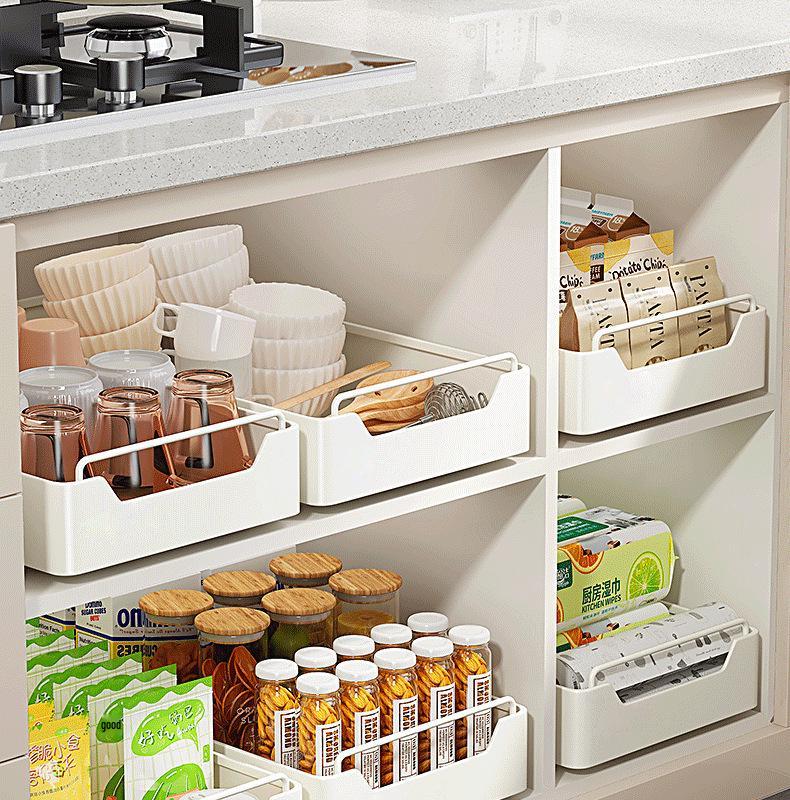No-Install Spice Rack & Drawer Basket for Under-Sink Kitchen Storage