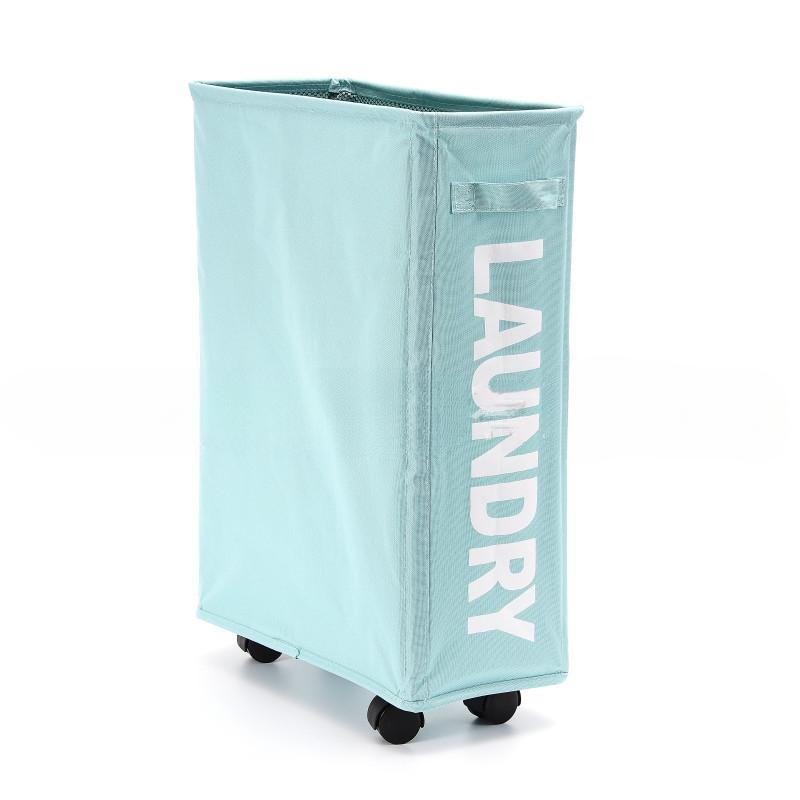 Rolling Slim Laundry Basket Wheels Foldable Laundry Hamper Handle Collapsible Laundry Sorter Organizer Tall Storage Basket Bin