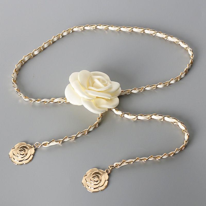 Modern Waist Floral Chain Belt Accessory In Metallic Colors Perfect For Every Fashionistas Wardrobe