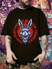 Casual Graphic T-shirt - Angry Rabbit with Flames Design