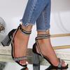 Fashionable Elegant Sexy Banquet High Heel Sandals for Women New Round Toe Thick Heel Open Toe Comfortable Sandals in Summer