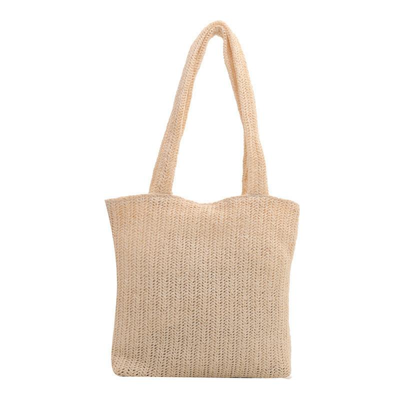 Chic Street Style Woven Commuter Bag 2024 Summer New Literary Straw Handbag белый