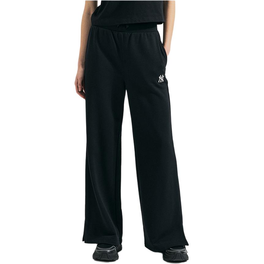 MLB SS24 New York Yankees Logo Pattern Drawstring Straight Leg Casual Pants Women bottoms Black 3FPTB0341-50BKS