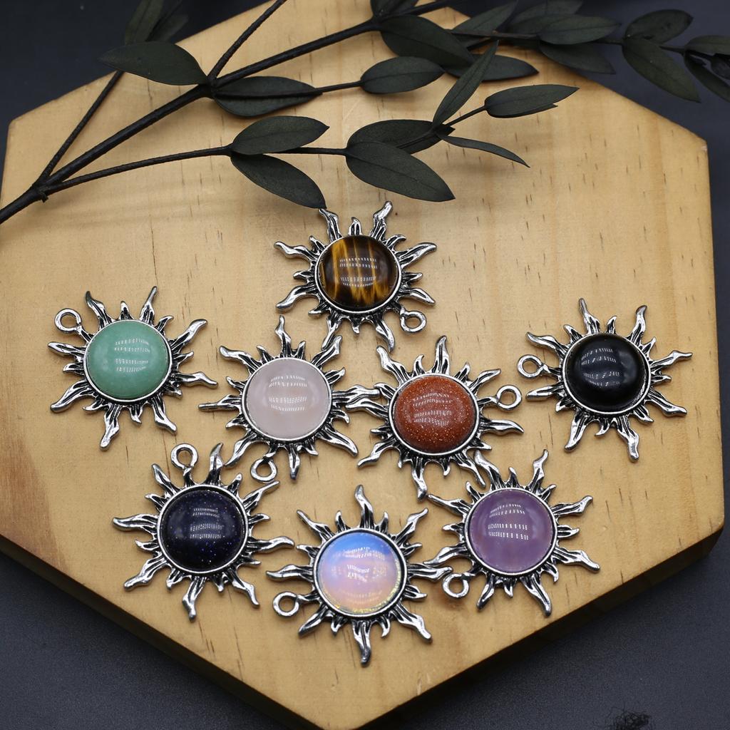 2Pcs Small Pendant 35x40mm Natural Stone Amethyst Agates Retro Style Necklace Pendant For Jewelry Making DIY Earrings Bracelet Necklace Accessory