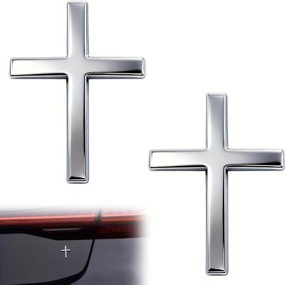 4pcs Cross Car Decals, Metal Jesus Cross Badge Stickers, 3D Individual Car Cross Emblem Decal