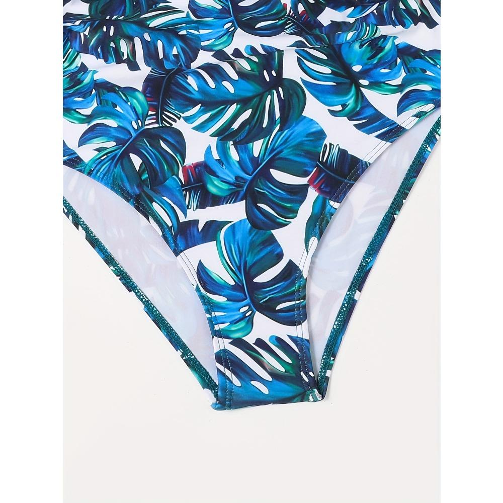 Solid Color Sexy One-piece Swimsuit, Halter V Neck Tummy Control High Cut Bathing Suits, Women's Swimwear & Clothing