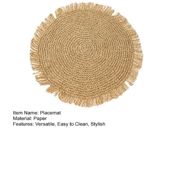 Heat Resistant Placemat with Tassel Edge Non-Slip Table Mat for Cups Plates Round Decorative Kitchen Dining Accessories