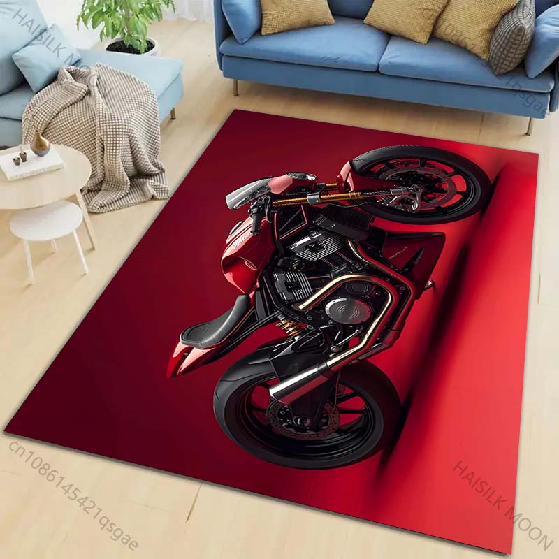 1PC Cool Motorcycle Pattern Carpet for Living Room Bedroom Sofa Home Decor Non-slip Floor Mat Large Size Luxury Gift