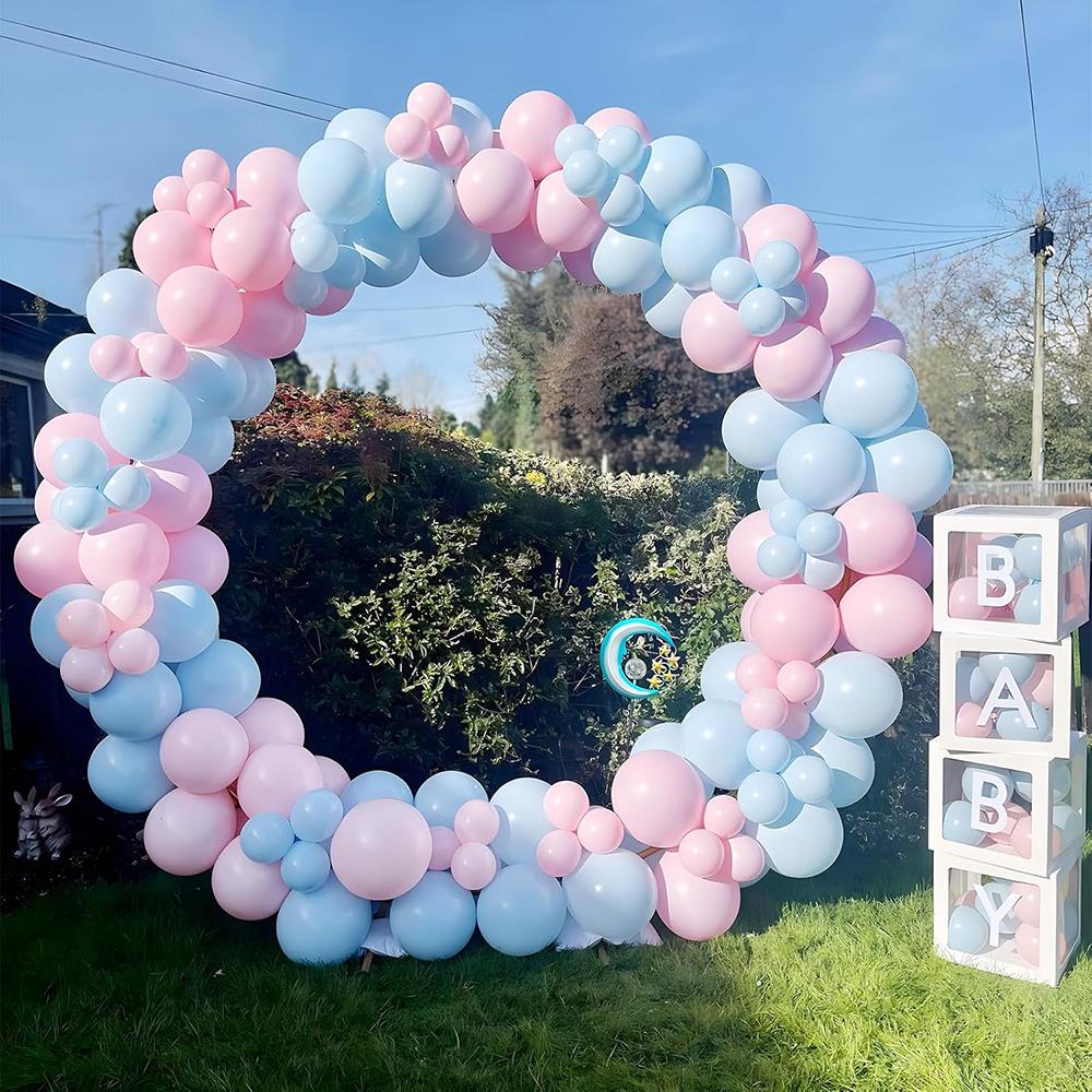 Pastelowa Różowo-Niebieska Girlanda Balonowa Łuk Zestaw Jasnoniebieski Różowy Girlanda Balonowa Chłopiec Dziewczynka Baby Shower Odkrycie Płci Impreza Urodzinowa Dekoracja
