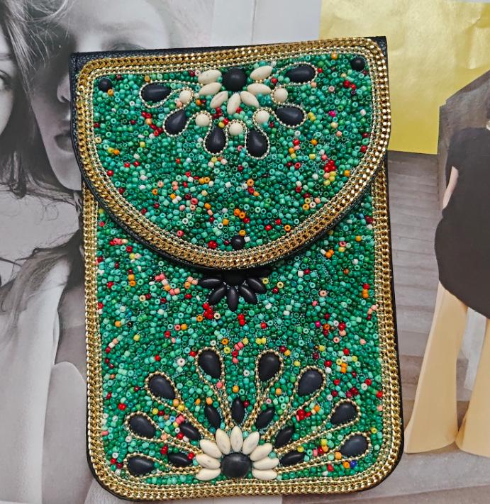 

Кросбоді-сумка в богемному стилі з рисовими намистинами, черепашками та квітами - Вишукана ПУ сумка для подорожей та фотографій