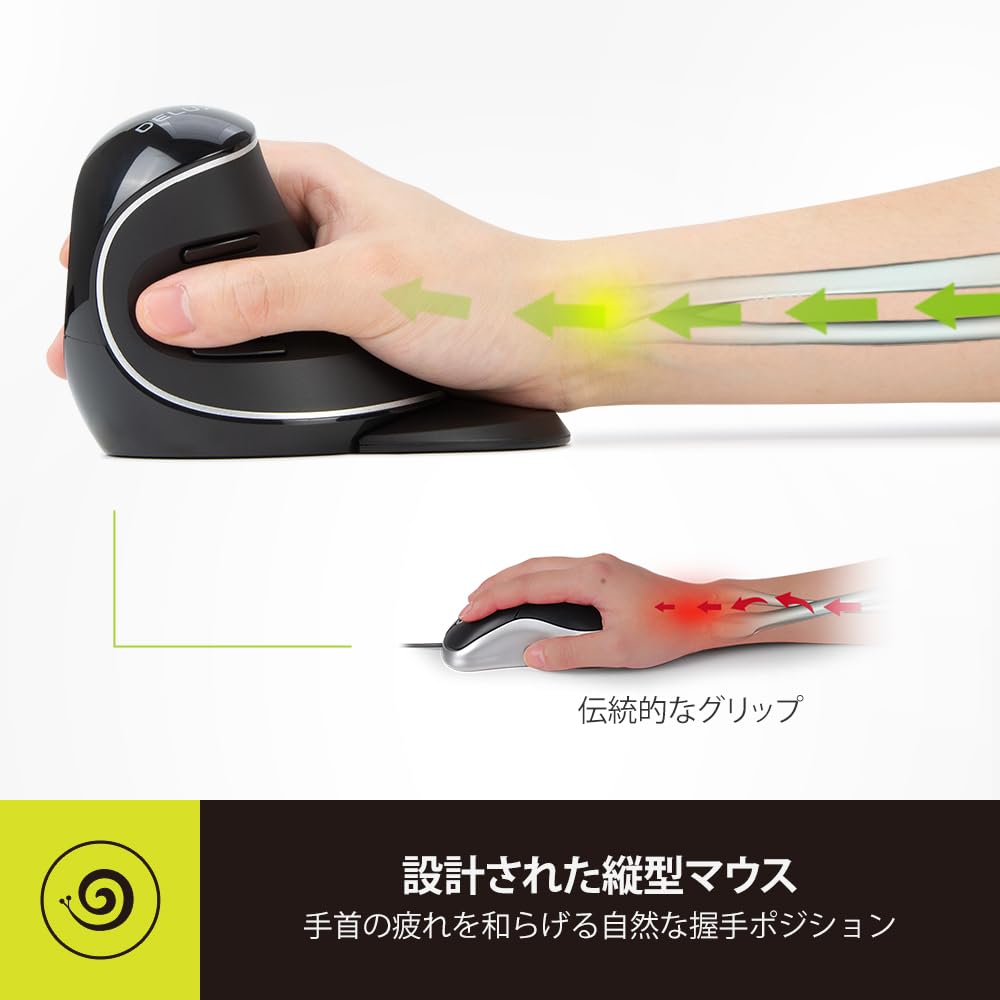 DELUX Wireless Ergonomic Silent Vertical Detachable Wrist 6 for Carpal Tunnel Wrist and Hand for Plus Mouse, 2.4G Mouse, Rest, 800/1000/1600 DPI,