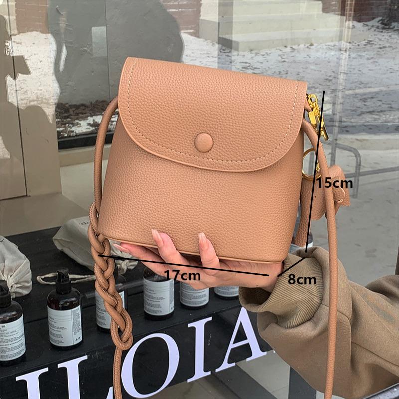 Vintage Leder Eimer Umhängetaschen Mode Einfarbig Hochwertige Schultertaschen Klassische Handtaschen mit großer Kapazität für Damen