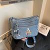 Multi-layer Denim Bag Vintage Shoulder Bag Women's Embroidered Crossbody Bag