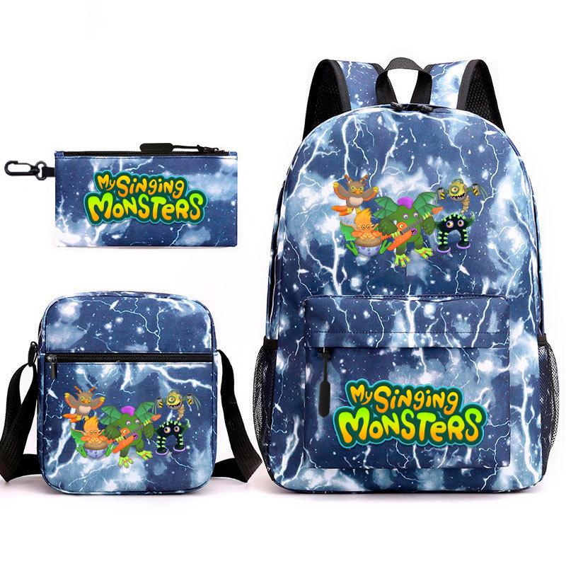 2024 New Monster Concert Starry Sky Backpack My Singing Monsters Elementary School Bag Three-piece Set