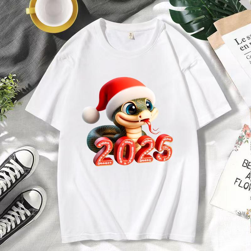 2025 Tričko Had pro nový rok Unisex Harajuku Ležérní Grafická trička Kawaii Kreslené Letní Tričko s krátkým rukávem Y2k Topy Pánské