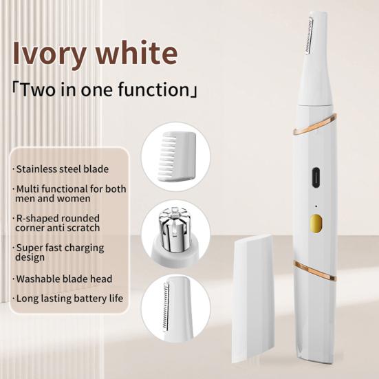 2-in-1 Electric Eyebrow Trimmer And Nose Hair Groomer for Women USB Rechargeable Facial Hair Trimmer Portable Pain-Free Precision Grooming Tool