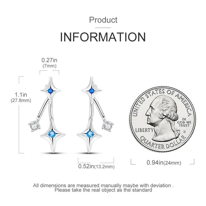 New 925 Sterling Silver Star Moon Earrings for Women Sparkling Zircon Ear Studs Luxury Romantic Fine Jewelry Gift for Girl