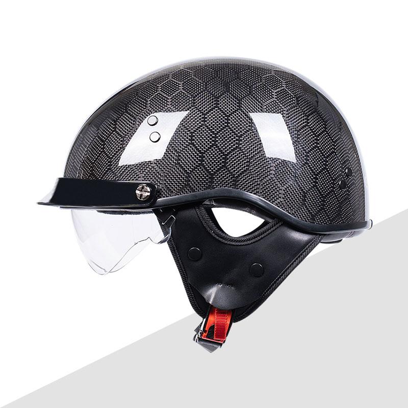 3k DOT Approved Bright Black Classic Half Face Racing High Quality Carbon Fiber Helmet Casque Casco Para Motocicleta Certificado