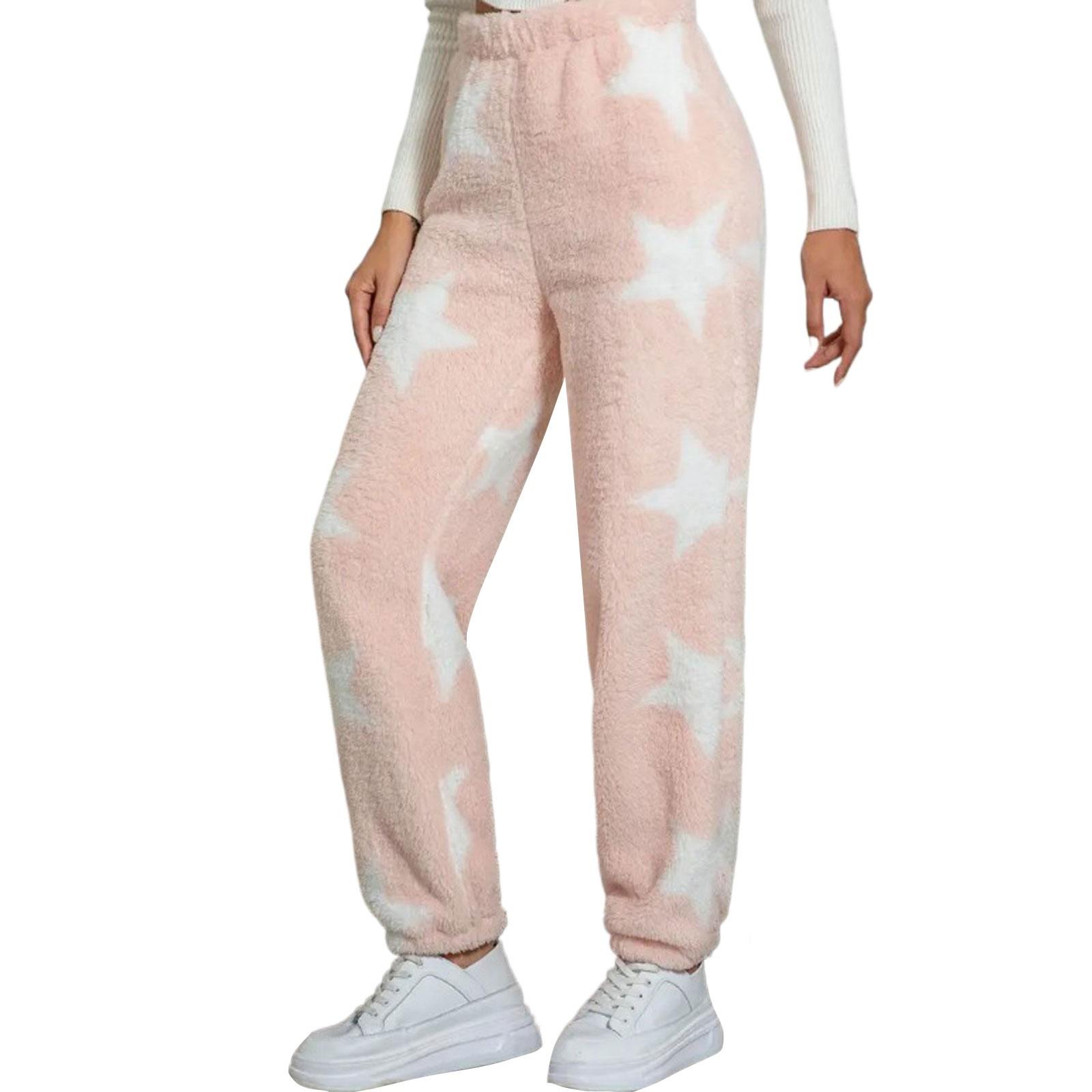 

Женские брюки с бархатной подкладкой на осень-зиму, повседневные брюки, милые принтованные брюки для девочек XL розовый