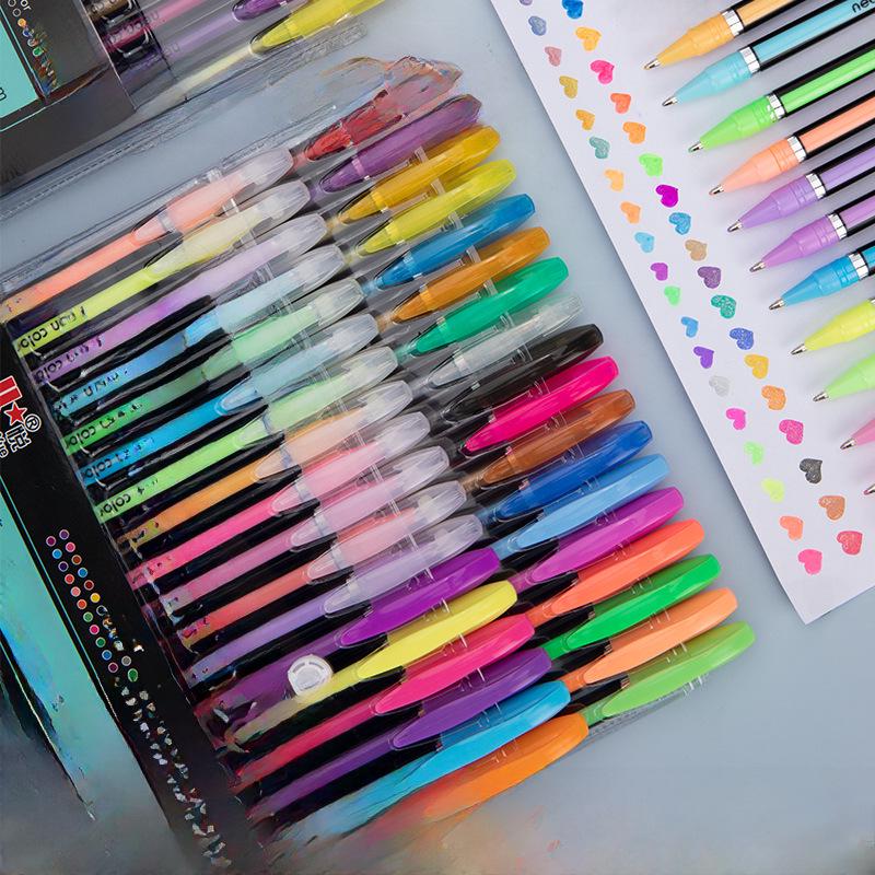 12-Farben & 48-Farben Gelstift-Set: Flash, Spitze, Umriss, Handbuch, Kurvenstifte & Mini-Textmarker