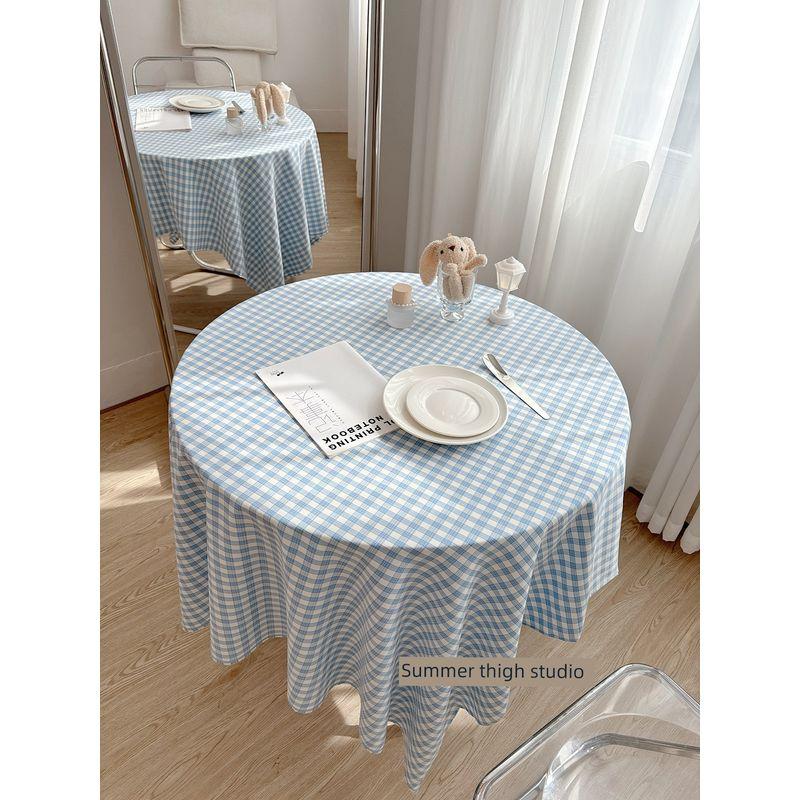 

Homemade Light Blue Stripes Gingham Cloth Cotton Tablecloth Cover Contrast Color Lock Creative Background Fabric Ins Style Fresh Light blue large Gingham tablecloth 65 * 65cm