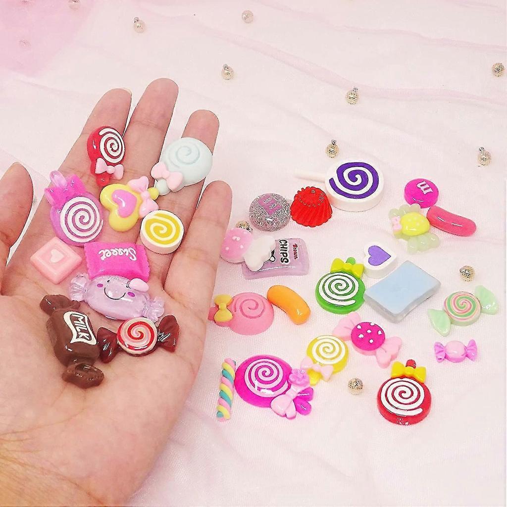 30pcs Slime Charms, Assorted Flatback Resin Slime Beads For Scrapbooking, Hair Clip, Diy Crafts, Etc (candy)