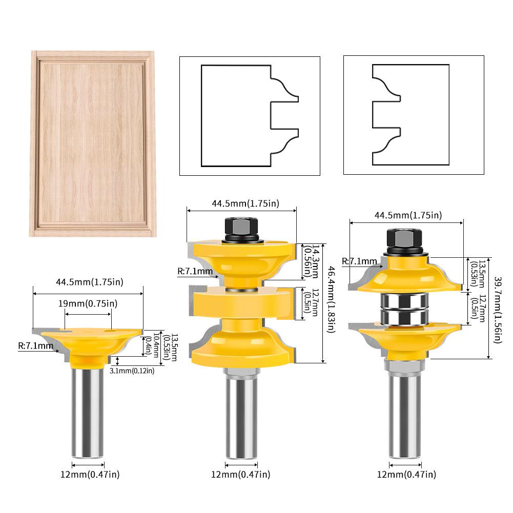 

Деревообрабатывающая фреза из трех частей для формирования пазов дверной коробки за один проход, фреза для дверей из массива дерева, фреза для пазов дверной коробки, гравировальный станок 3-piece set, new door panel knife 12 handles
