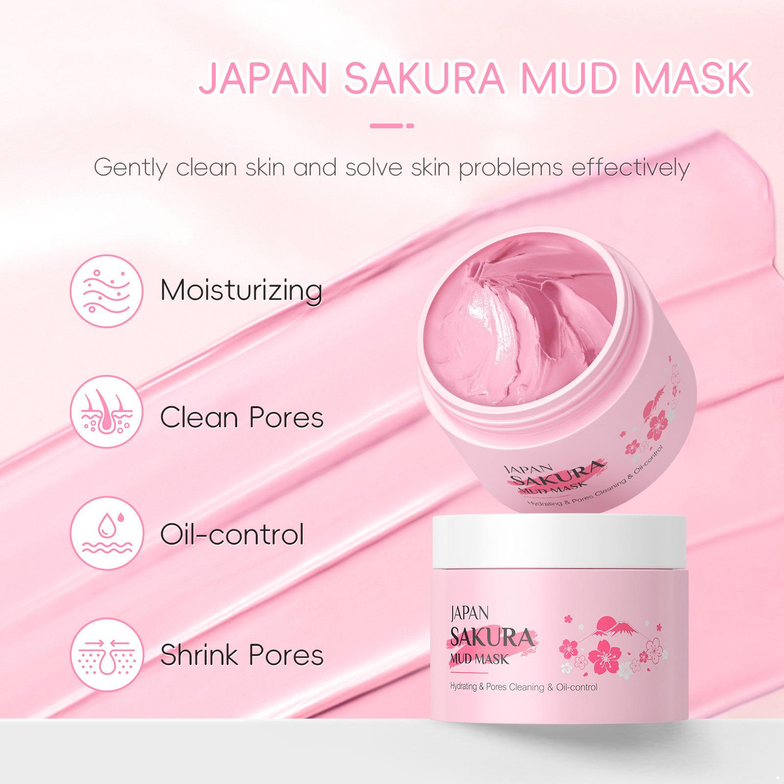 

25g Sakura Mud Mask for Face – Hydrating, Pore-cleaning, Oil-control & Gentle Smoothing Skin Care, Women All Skin Types One Size розовый