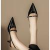 Fashion New Temperament Black Pointed Toe Shallow Mouth Kitten with Fine Heel One-line Buckle Buckle Female Summer High-heeled Sandals