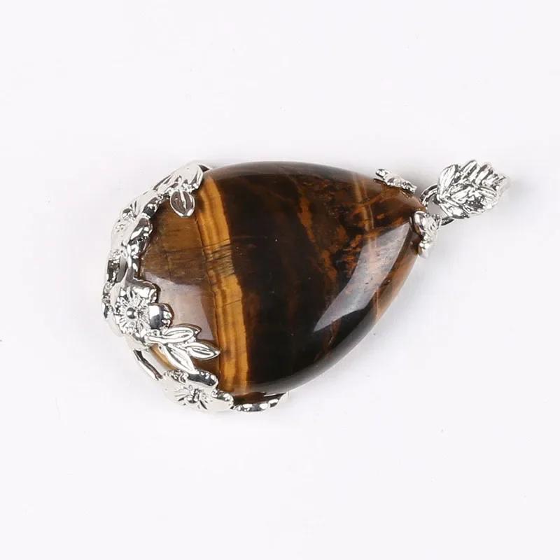 1pc New Sweater Chain Teardrop-shaped Natural Stone Rose Necklace Ladies Fresh Pendant Creative Paragraph
