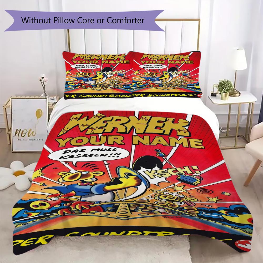 Custom Name Werner Comic 5 Bedding,Quilt Set Quilt Cover Pillowcase Home Birthday Gift(1 * Duvet Cover + 2 * Pillowcase, Without Core)_xia