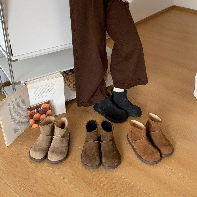 Women's Korean-Style Fashion Soft-Sole Winter Warm Fleece-Lined Snow Boots with Fleece Lining, Slip-Resistant Casual Sports Snow Boots