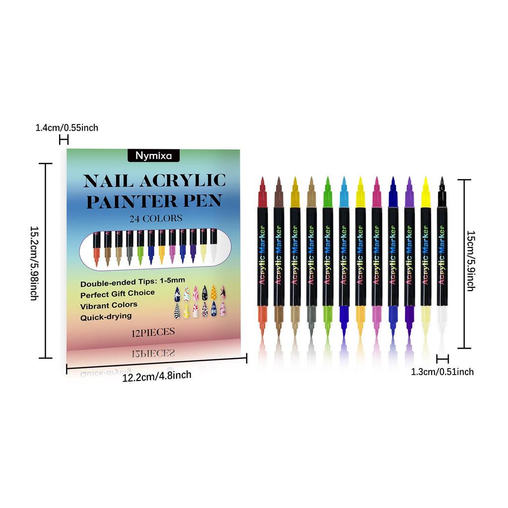 Nymixa Dual-Ended Nail Art Pen Set: Multi-Color, Easy-to-Use, Vibrant Colors for DIY Nail Art
