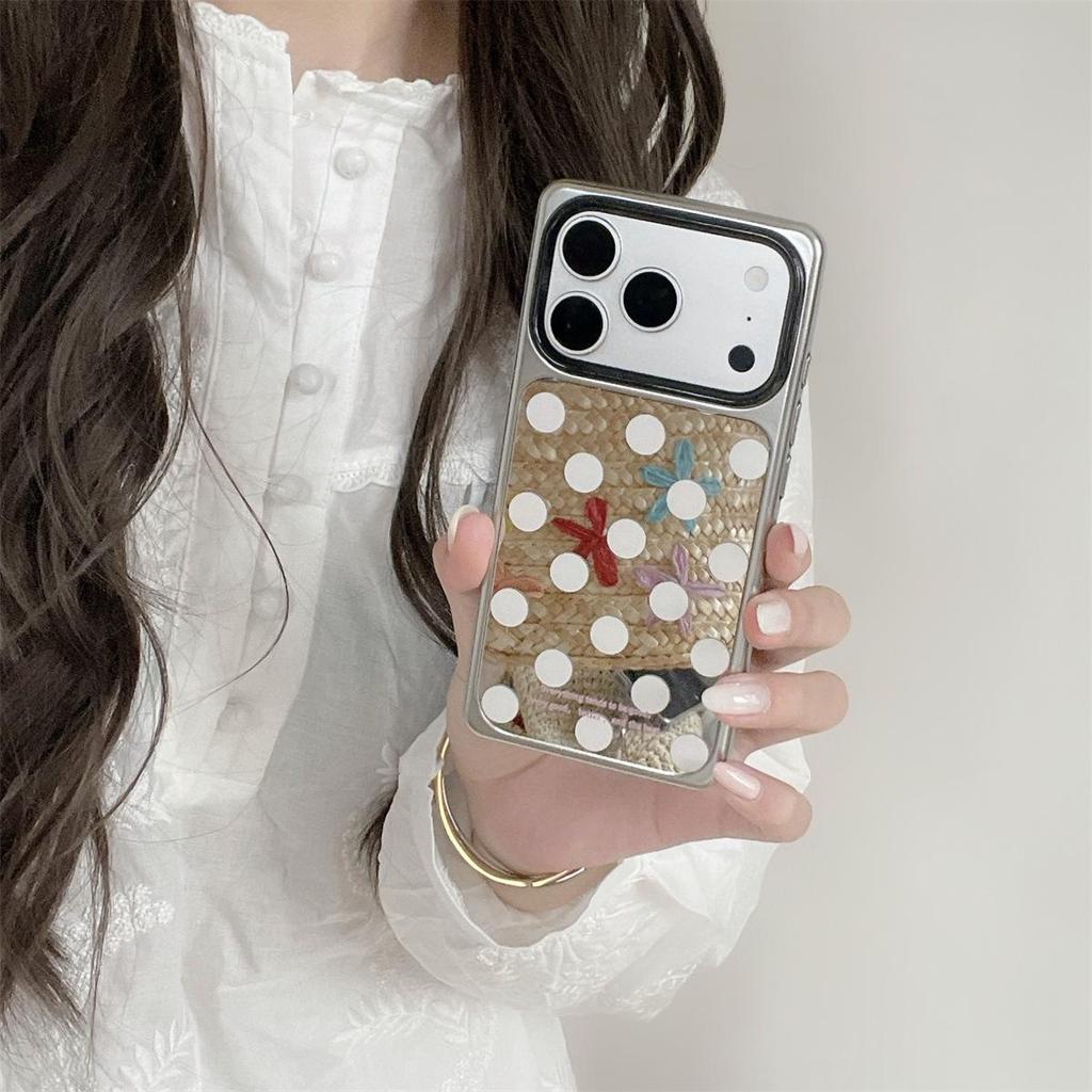 Polka Dot Anti-Drop Case for iPhone 15/16/17 Pro Max with Mirror Surface