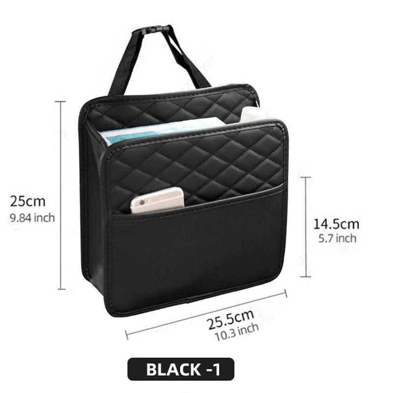 

Leather Multi-functional Car Seat Storage Bag Waterproof Hanging Car Seat Organizer Garbage Bag Suitable for Most Car чёрный