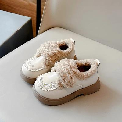 Warm Children's Shoes Winter Elegant Girl Princess Shoes Chic Embroidered Versatile Kids Fashion Cotton Shoes Thick Bottom Trend