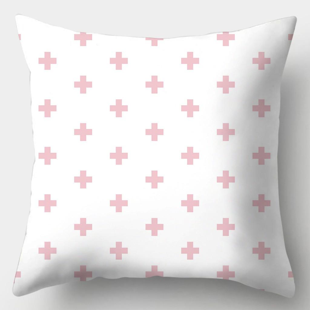 Pink Plaid Pillowcase Square Sofa Pillowcase Striped Plaid Cushion Cover