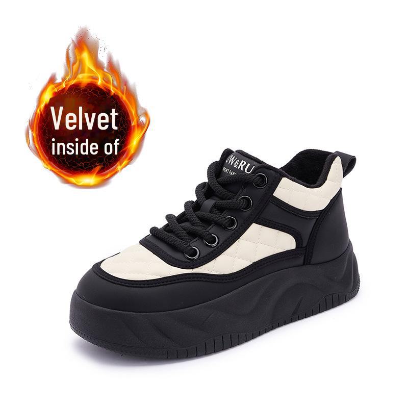 

Женские высокие кроссовки Velvet 2024 — модная повседневная обувь с мягкой подошвой для осени и зимы Size 35