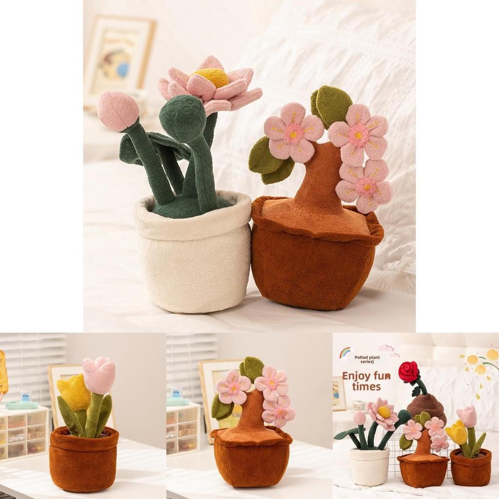 Roses Tulips Peach Blossoms Lotus Flowers Plush Toy Stuffed Doll For Home Decor And Gift