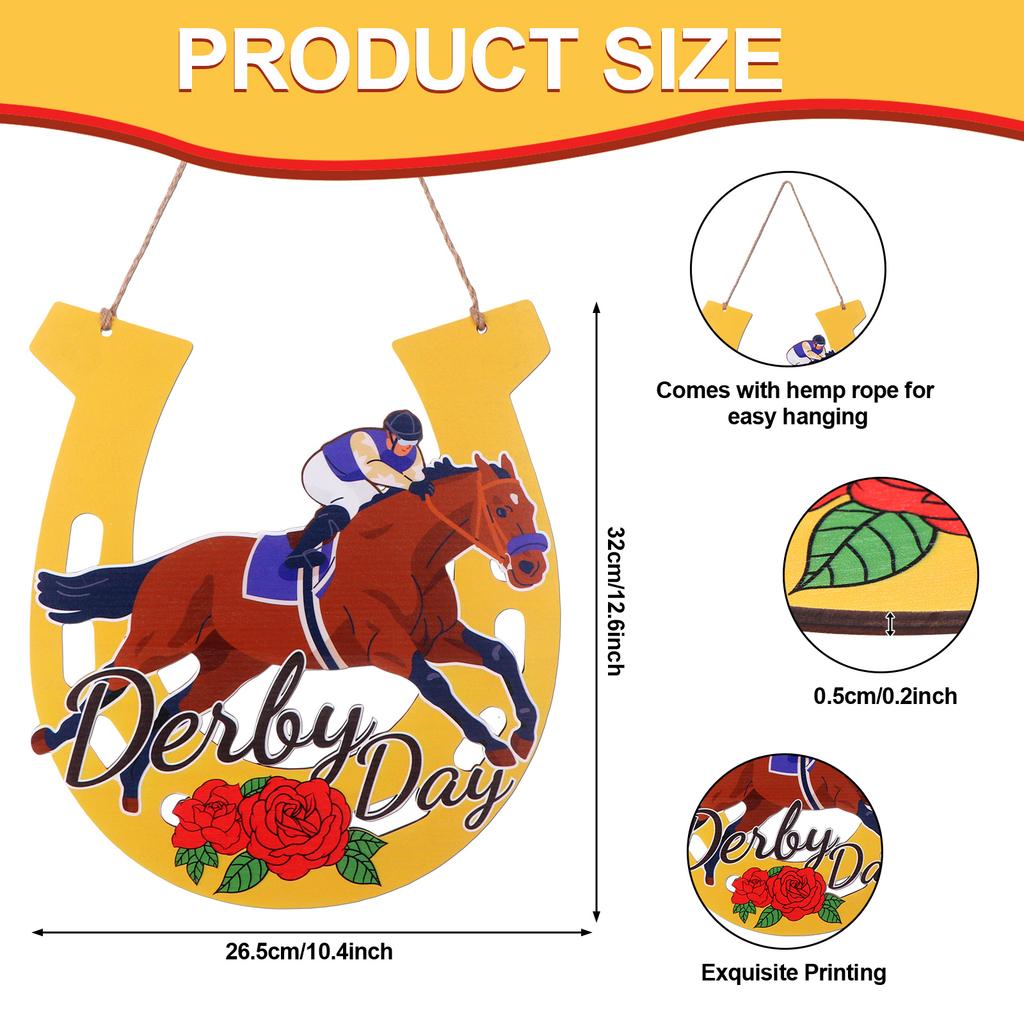 Kentucky Horse Racing Derby Ornaments Derby Day Wooden Front Door Sign Run For The Roses Door Hanger Jockey Horseshoe Porch Hang