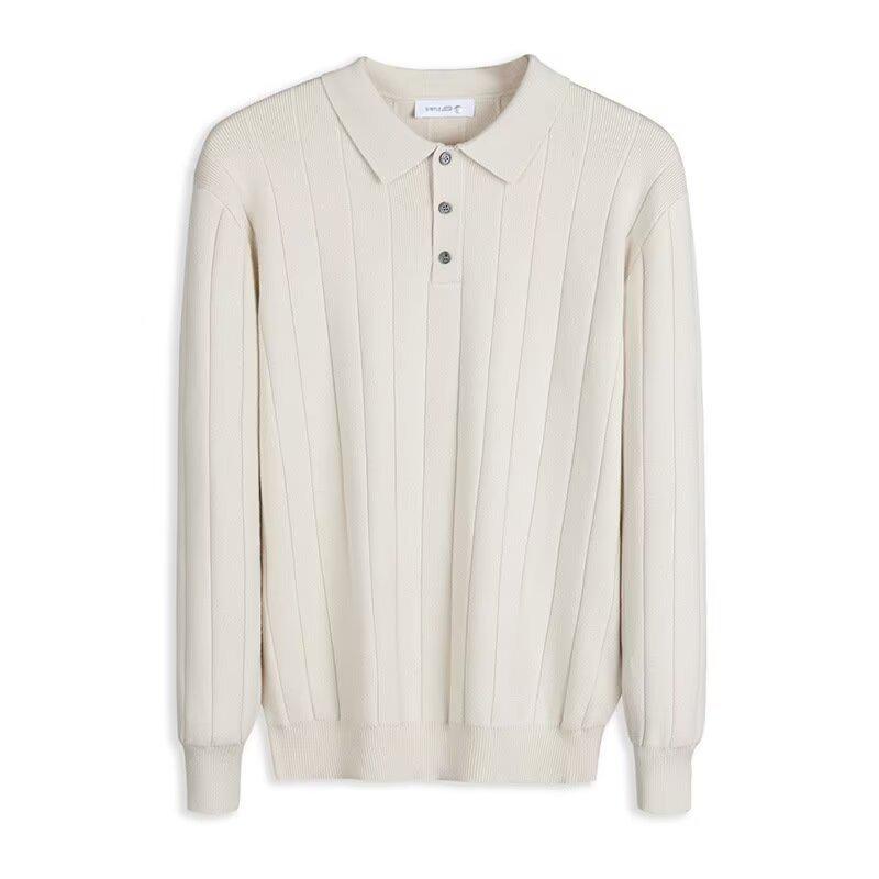 

2024 Autumn/Winter Men s American Retro V-Neck Cardigan – Casual, Solid Color Knitwear L абрикосовый