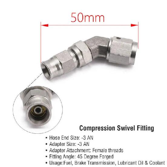 Suitable for Car and Motorcycle Brake Fisheye Stainless Steel Brake Hollow Steel Throat AN3 Oil Pipe Tee Banjo Joint