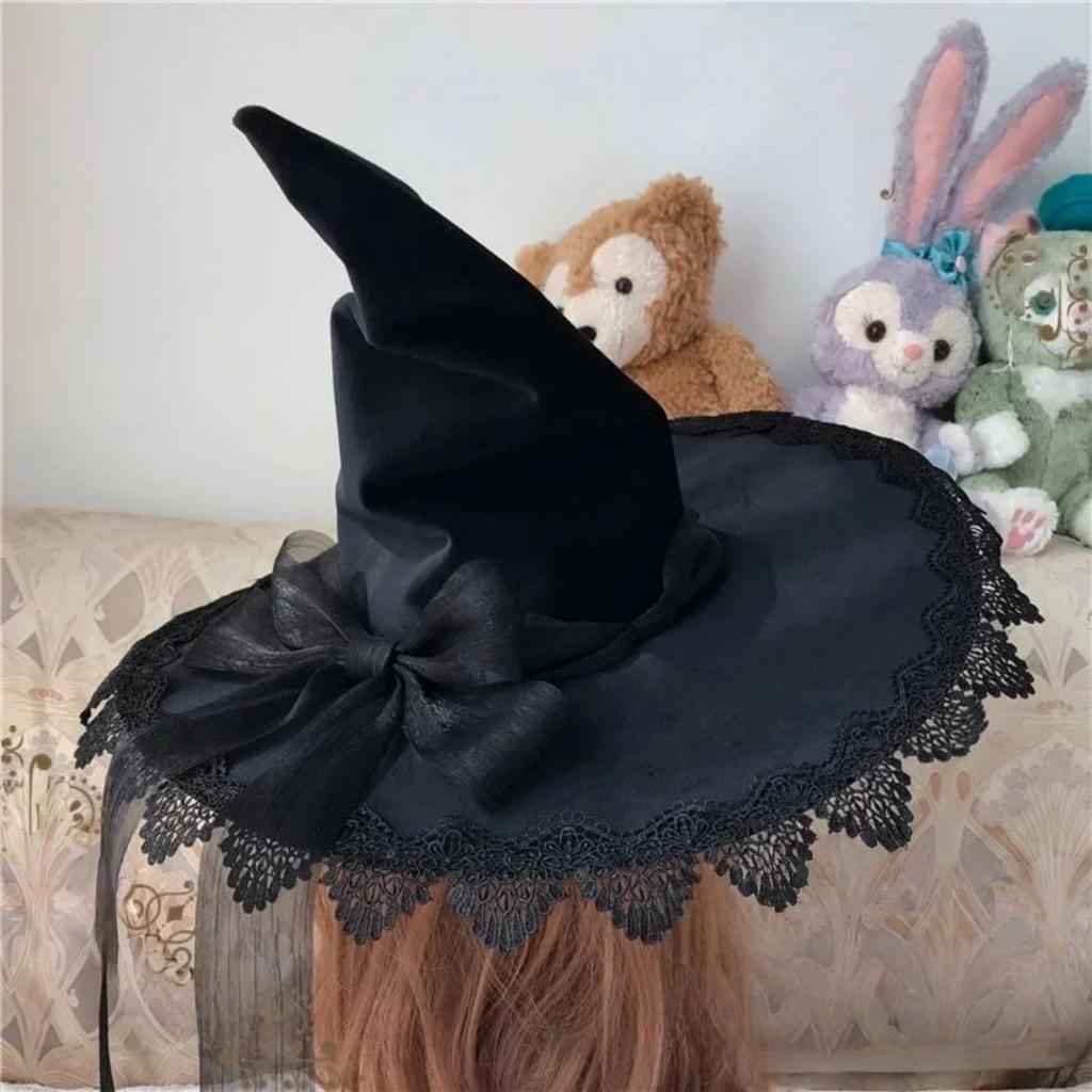 Halloween Witch Wizard Hat Cosplay Party Wide Brim Pointed Hat Carnival Stage Performance Costume Photo Props