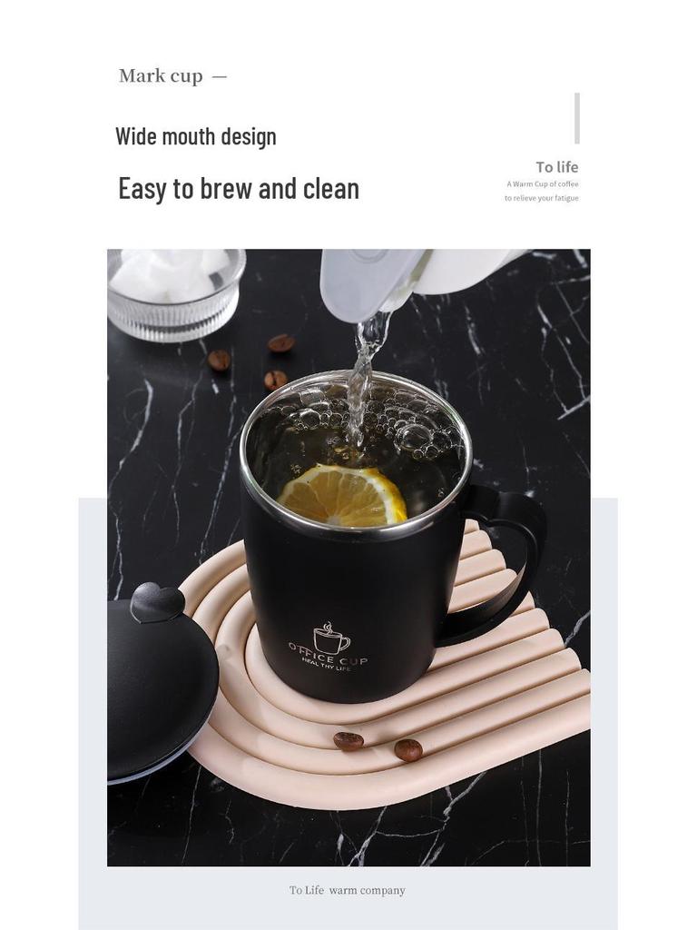 Isolierter Kaffeebecher aus 304 Edelstahl mit Deckel - Doppelschichtig, tragbar, farbiger Becher für Büro- oder Außengebrauch.